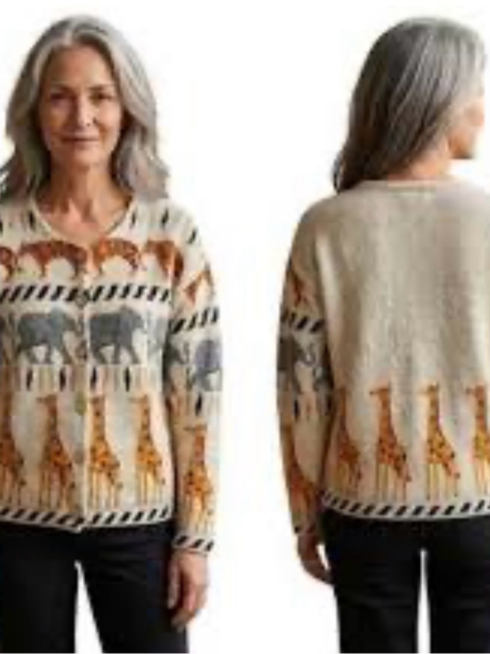 Jane's Closet Vintage Safari Jungle Animal Silk Ramie Cardigan Sweater Med VTG